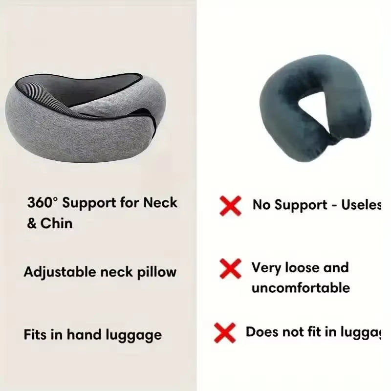 Travel Neck Pillow Memory Foam U-Shaped Pillow Snail Style Travel Neck Support Portable Adjustable Soft Noon Break Sleep Pillows