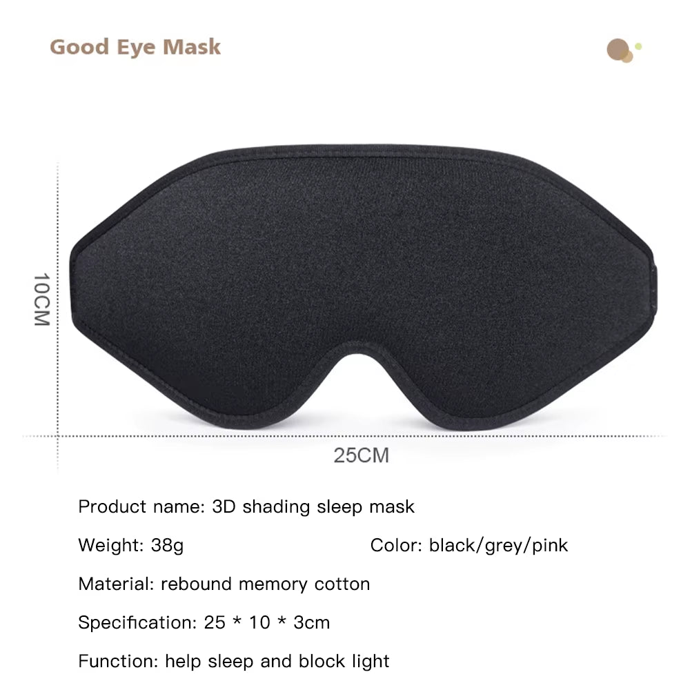 Blackout 3D Sleep Mask Memory Foam Eye Shade Breathable Eye Patch Travel Smooth Slaapmasker Relax Sleeping Aid Women Men