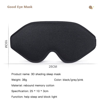 Blackout 3D Sleep Mask Memory Foam Eye Shade Breathable Eye Patch Travel Smooth Slaapmasker Relax Sleeping Aid Women Men