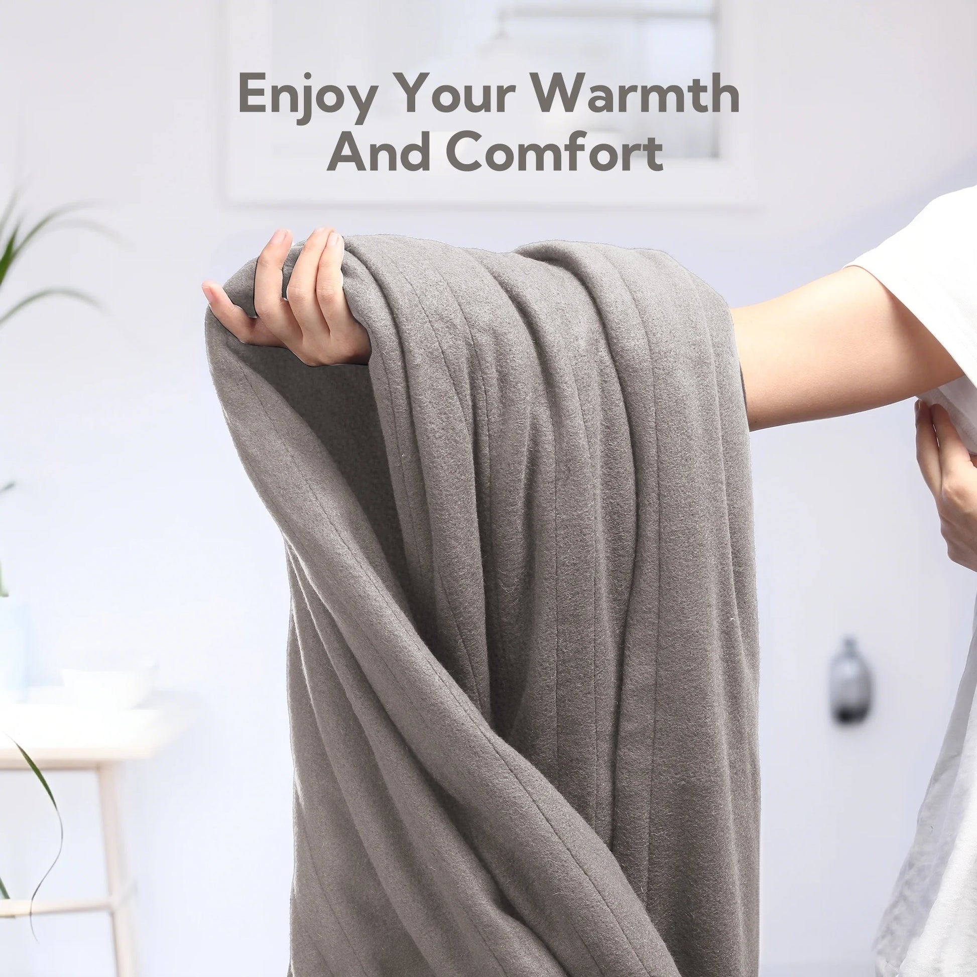 Heated Electric Blanket Twin Size 62''X84''- 4 Heat Levels & 10 Hours Auto Off, Fast Heating & Over-Heat Protection, Light Grey